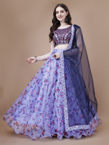 starcap Embroidered, Floral Print Semi Stitched Lehenga Choli