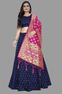 JANVI CREATION Solid, Embellished, Self Design Semi Stitched Lehenga Choli