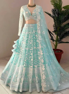 Kashvanta Solid, Embroidered, Embellished Semi Stitched Lehenga Choli