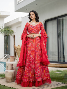 DIVENA Bandhani Stitched Lehenga Choli