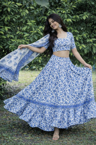 Braj raj vastralaya Floral Print Semi Stitched Lehenga Choli
