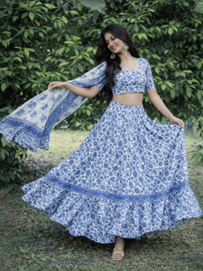 Braj raj vastralaya Floral Print Semi Stitched Lehenga Choli
