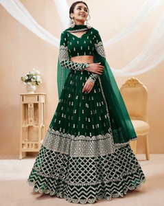 Trijal Fab Embroidered Semi Stitched Lehenga Choli