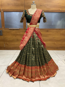 mr y सेल्फ डिज़ाइन सेमी स्टिच्ड लेहंगा चोली