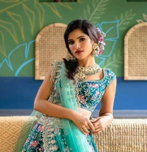 AADITASYA Embroidered, Embellished Semi Stitched Lehenga Choli
