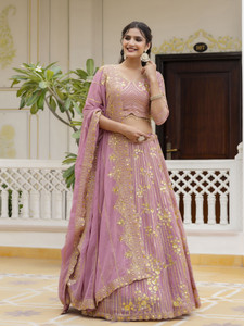 Trendmalls Embroidered Semi Stitched Lehenga Choli