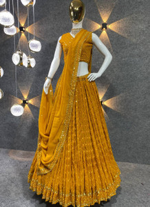 BronezoMart Embroidered, Embellished Semi Stitched Lehenga Choli