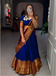PAVITRAA SAREES Solid Semi Stitched Lehenga Choli