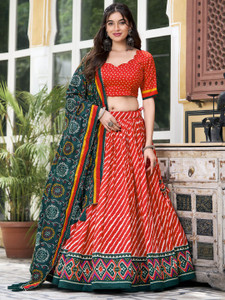 Pal Enterprise Bandhani, Leheriya Semi Stitched Lehenga Choli