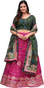 KacchaSoot Embroidered, Striped Semi Stitched Lehenga Choli