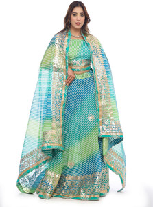Poorrns Leheriya Semi Stitched Lehenga Choli