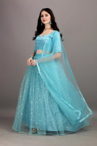 Vihat Fashion Embellished, Self Design Semi Stitched Lehenga & Crop Top