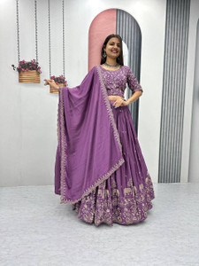Closin Embroidered Semi Stitched Lehenga Choli