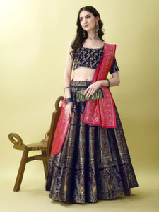 LCHH32RZJHYF7NGP Self Design Semi Stitched Lehenga Choli