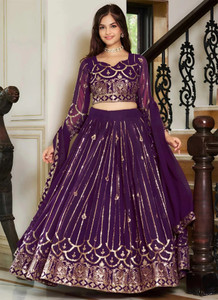 Trijal Fab Embroidered, Embellished Semi Stitched Lehenga Choli