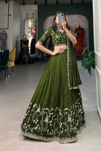 AARAVDESIGNER Embroidered Semi Stitched Lehenga Choli