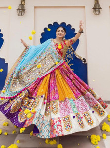 Shubh-Viyan Textiles Embellished, Printed Semi Stitched Lehenga Choli