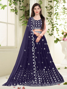Women Wed Embroidered Semi Stitched Lehenga Choli