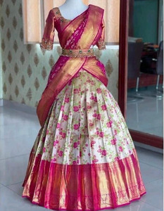 GRANTH MANIAFAB Self Design Semi Stitched Lehenga Choli