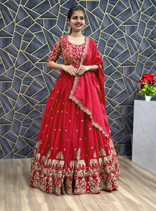 Neelvarni Embroidered, Embellished Semi Stitched Lehenga Choli