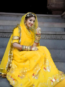 BALAJI TEXTILES Embroidered, Embellished Semi Stitched Rajasthani Poshak