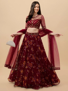 Bharat Origin Printed Semi Stitched Lehenga Choli