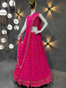 BronezoMart Embroidered, Embellished Semi Stitched Lehenga Choli