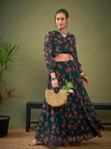 Shae by SASSAFRAS Floral Print Stitched Lehenga Choli