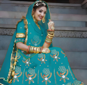 SANSKAR TEXTILES Embroidered Semi Stitched Rajasthani Poshak