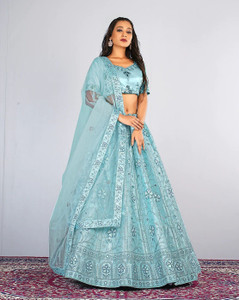 G2J BROTHERS Embroidered Semi Stitched Lehenga & Crop Top