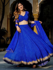 RUKHA FAB Leheriya Semi Stitched Lehenga & Crop Top