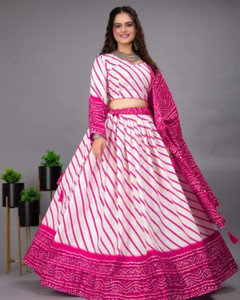 HARMI Bandhani Semi Stitched Lehenga Choli