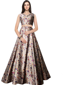 KAHIRAA WHOLETEX Digital Print Semi Stitched Lehenga & Crop Top