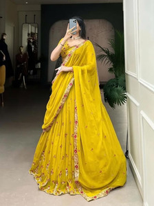 supreetha Embroidered Semi Stitched Lehenga Choli