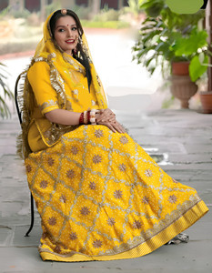 Hemlata Embroidered Semi Stitched Rajasthani Poshak