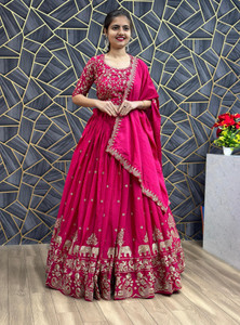 Closin Embroidered Semi Stitched Lehenga Choli