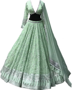 KAPANKU Embroidered Semi Stitched Lehenga Choli