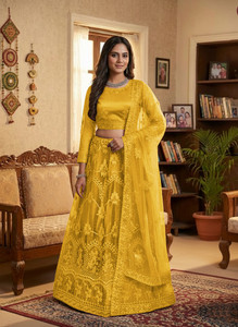 TRIVORA Embroidered Semi Stitched Lehenga Choli