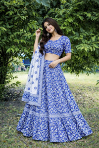 Braj raj vastralaya Floral Print Semi Stitched Lehenga Choli