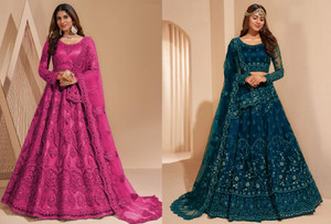 Cute Fellow Embroidered Semi Stitched Lehenga Choli