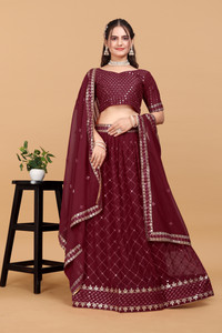 YAVARNA FASHION Embroidered, Embellished Semi Stitched Lehenga Choli
