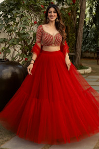 Rise On Fab Self Design Semi Stitched Lehenga Choli