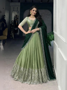RUKHA FAB Embroidered Semi Stitched Lehenga & Crop Top