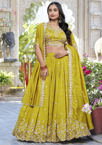 Trijal Fab Embroidered Semi Stitched Lehenga Choli