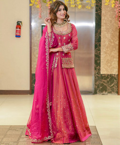 Kedar Fab Embroidered Stitched Lehenga & Kurta
