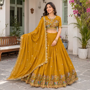 Neelvarni Embroidered Semi Stitched Lehenga Choli