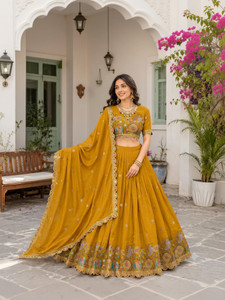Neelvarni Embroidered Semi Stitched Lehenga Choli