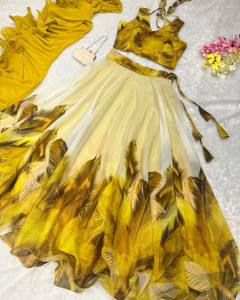 PuriMaa Floral Print Semi Stitched Lehenga Choli