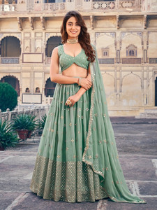 HOUSE OF COMMON Embroidered Semi Stitched Lehenga Choli