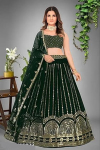 QUEDDY'S Solid, Embroidered, Self Design Semi Stitched Lehenga Choli